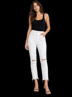 Abercrombie & Fitch Women’s White High Rise Skinny Ankle Jeans, 26 / 2S